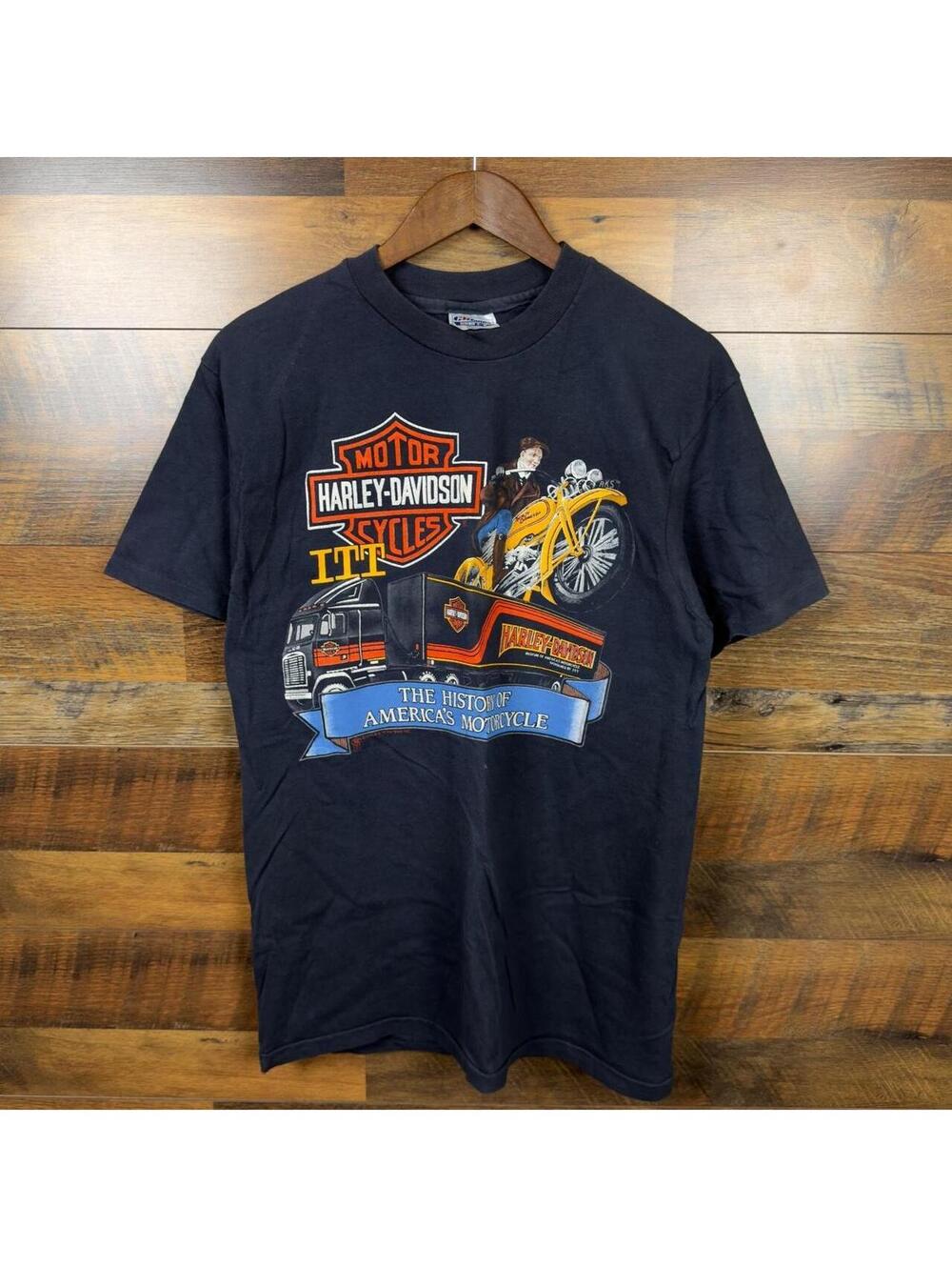 Vintage 1989 Harley Davidson History of America’s Motorcycle T-Shirt Large Hanes